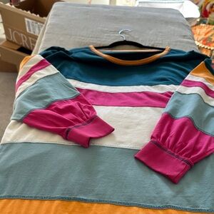 Pilcro Multicolor Striped Crew Neck Sweater